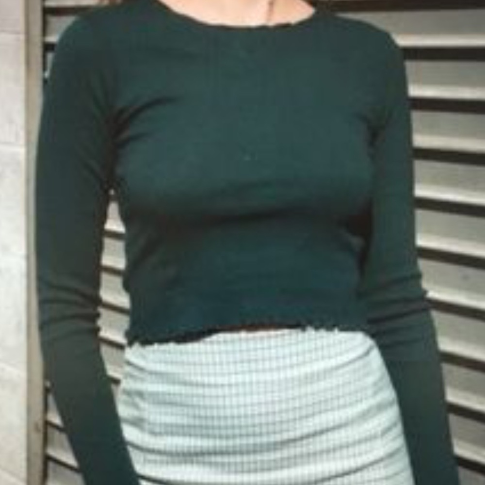 brandy melville green ruffle top